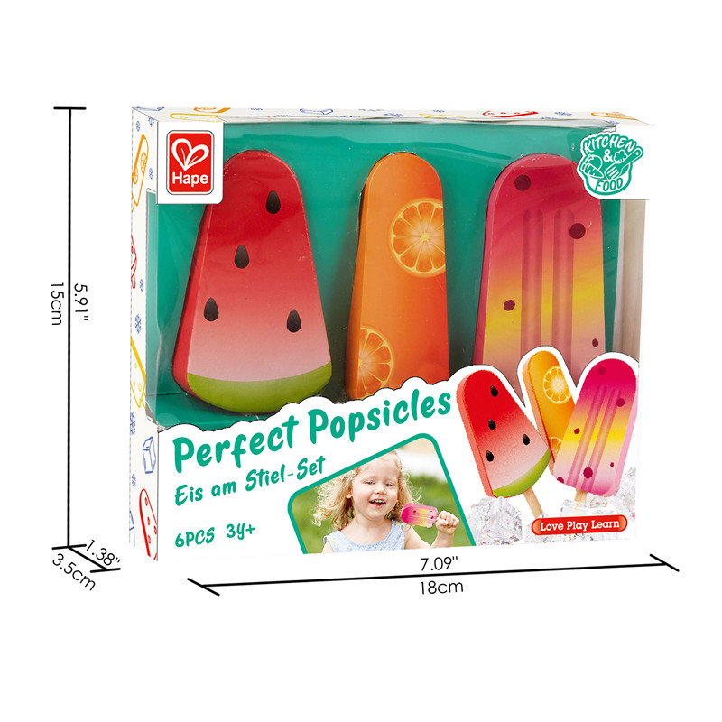 Popsicles sempurna HAPE | 3 Bermain Popsicles Kayu Ditetapkan dengan Paket Individual untuk Playend Play | 3+ tahun