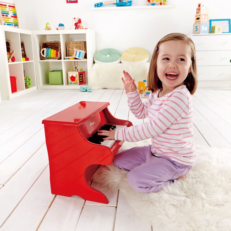 Hape Playful Piano Toy | 18 Kunci Kayu Mini Alat Musik Mainan, Merah