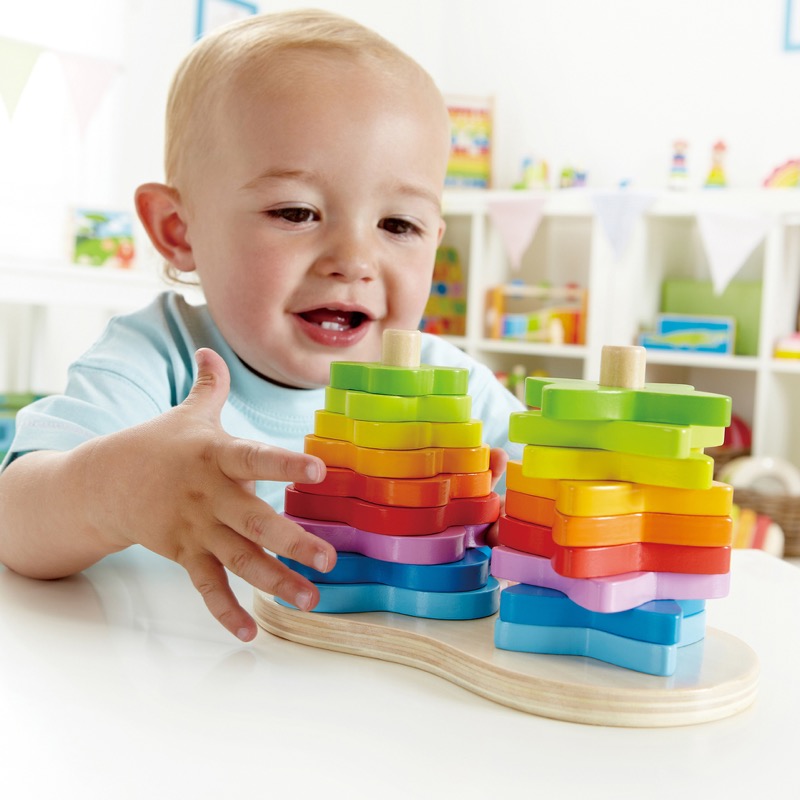 HAPE Double Rainbow Stacker | Stacking Kayu & Menyortir Blok Bangunan Mainan Untuk Anak-Anak