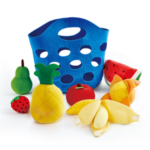 Hape Balita Buah Keranjang | playset makanan berpura-pura lembut untuk anak-anak, keranjang mainan buah termasuk pisang, apel, nanas, oranye dan banyak lagi
