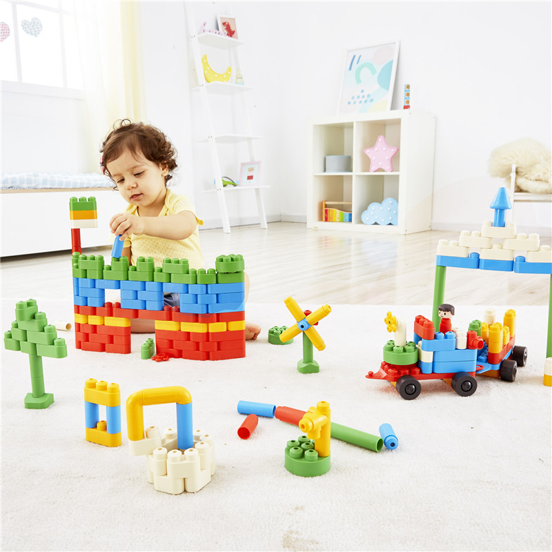 Kit Surga Dinosaurus Hape PolyM | 200 Piece Building Brick Animal Toy Set dengan Figurines & Accessories