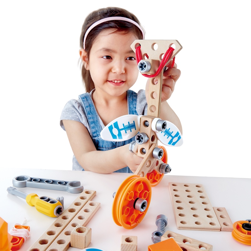 Hape junior inventor deluxe kit eksperimen | 57 Piece Konstruksi Bangunan Mainan