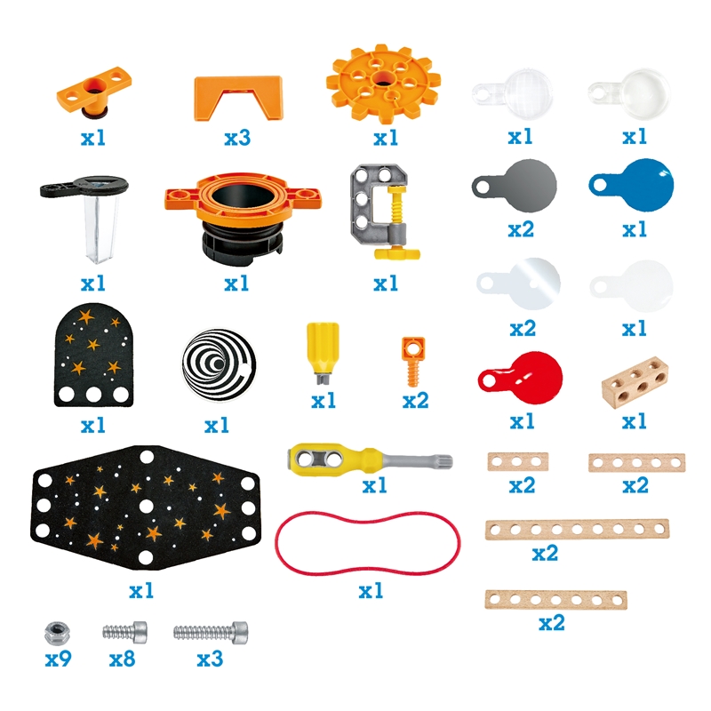 HAPE Junior Inventor Lab Sains Optik | 53 Piece Steam Playset Kayu, Eksperimen & Reaksi Sains Kit untuk Anak-anak 4+ Tahun