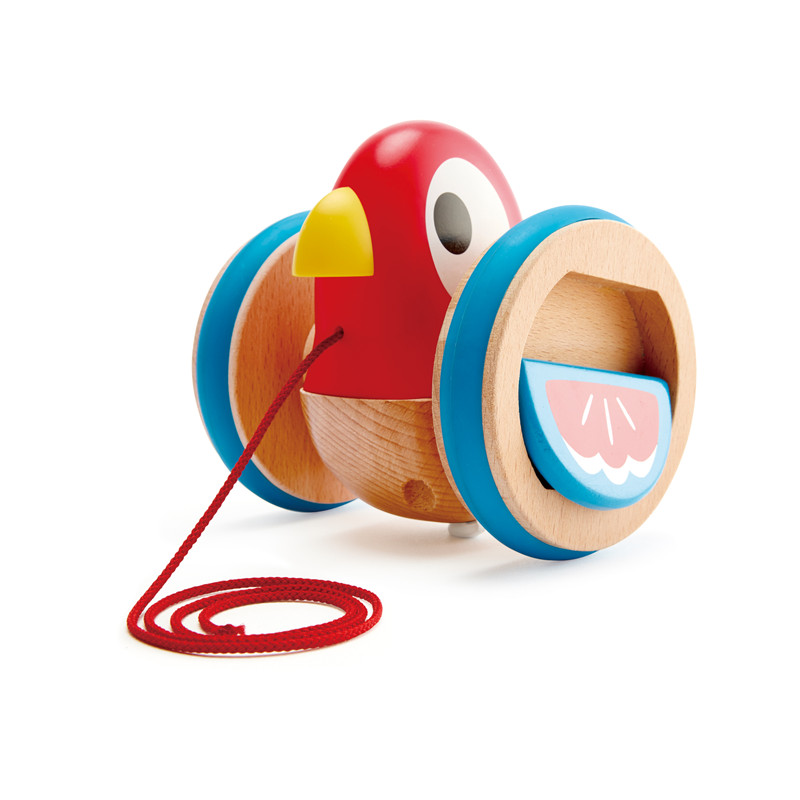 Hape Baby Bird Pull-Seiring | Kayu goyangan & mengepakkan tarik mainan balita, warna-warna cerah