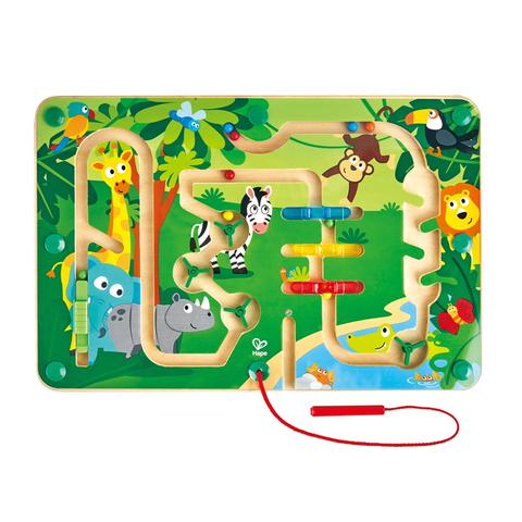 Hape Jungle Maze | Magnetic Kayu Jungle Animal Tema Teka-teki Mainan Travel Untuk Anak-anak