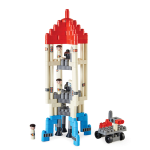 Hape PolyM Adventure Rocket | 138 Piece Building Brick Rocket Toy Set dengan Figurines & Accessories