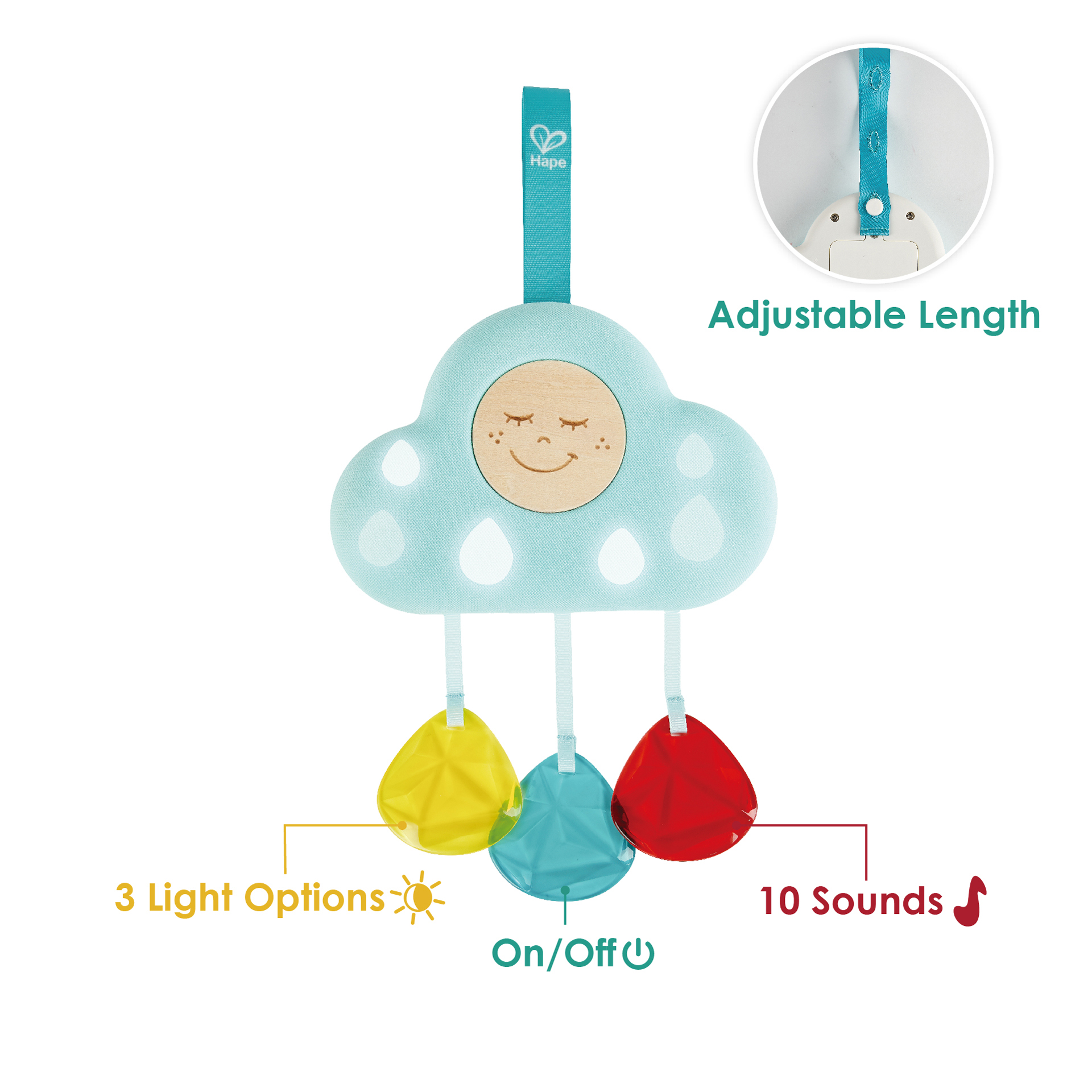 Hape Musical Cloud Light | Baby's Crib Mobile dengan Musik, Lampu & Sensor