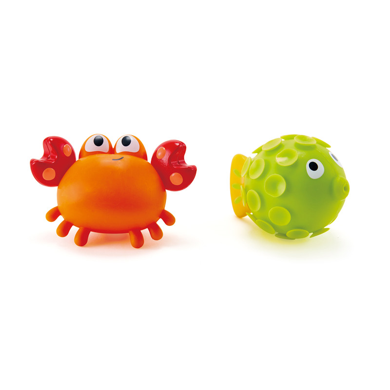 Squirters Kolam Rock Hape | Mainan Bayi & Balddler Colorful, Silikon dan Set Non-beracun, Spouting Air dan Kepiting Hisap & Ikan