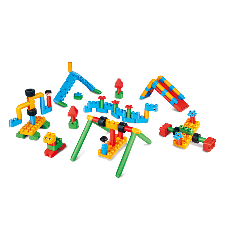Kit Taman Bermain Petualangan Hape PolyM | 110 Piece Building Brick Toy Set dengan Figurines & Accessories